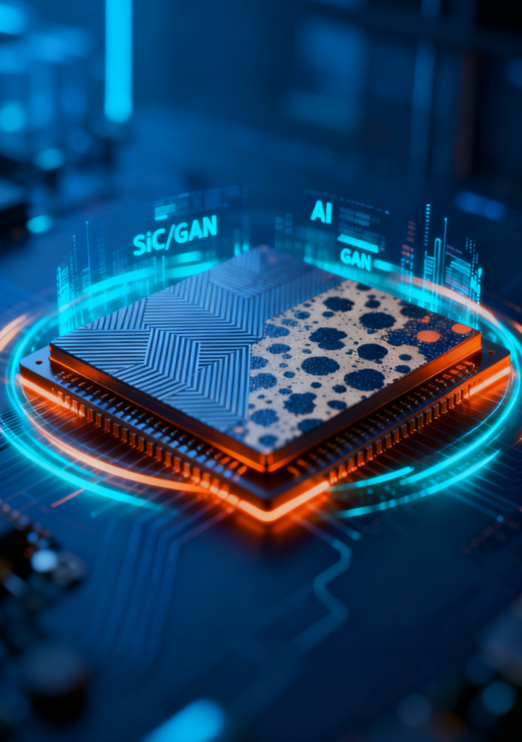 項目「智能內核」：基於SiC/GaN的AI自優化功率晶片<br>本項目旨在研發一款整合了AI推理核心的下一代功率晶片，採用先進的GaN-on-SiC異質整合技術，以實現超過1MHz的高頻開關與超高能效的統一。其核心創新在於晶片內部整合了多維度感測器與輕量化神經網路處理單元，能夠即時學習負載的動態特性，並自主優化開關策略，從而讓功率元件從被動的執行元件轉變為具備自主決策能力的「智能節點」。這將為工業機器人、高端數控工具機等高端自動化設備提供前所未有的精準、高效與自適應電力控制，直接提升設備的性能極限與能效水平。