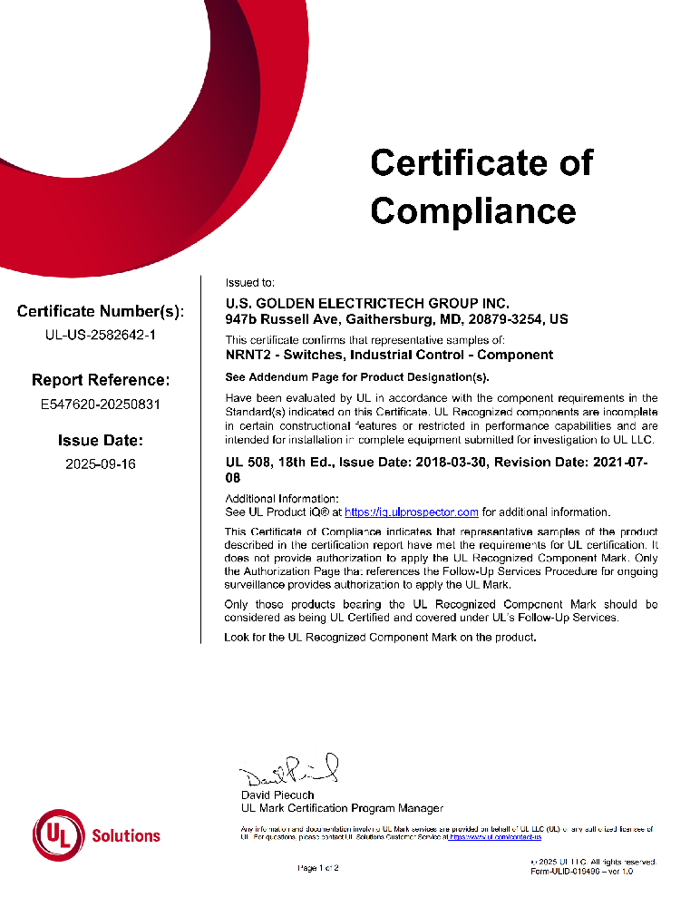 美国/加拿大UL认证证书